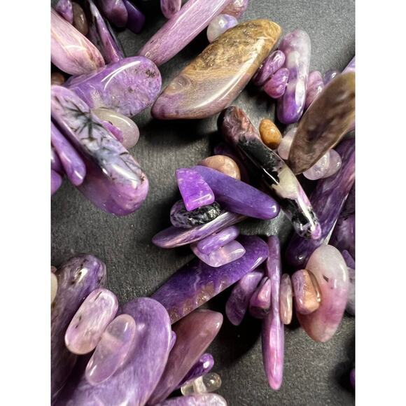 NEW charoite graduated chip beaded 20 inch necklace with stainless steel clasp - Picture 8 of 16